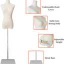 EaseHome Dress Form Mannequin Body, Female Mannequin Torso with Detachable Silvery Metal Stand and Rectangular Base for Clothing Dress Jewelry Display, Adjustable Height 50-70 Beige Body