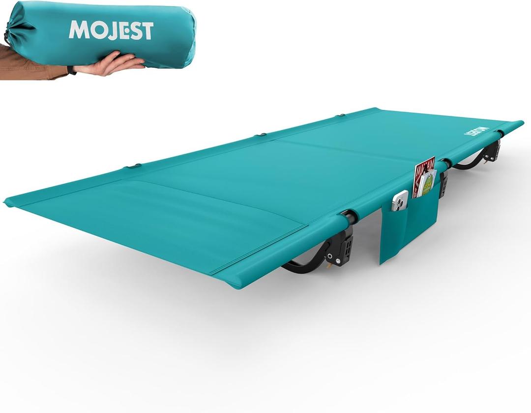 Mojest Ultralight Camping Cot for Adults, Portable Folding Camping Bed, Supports 350 lbs  Lightweight for Travel, Camping, Hiking, Backpacking, Mountaineering (Blue)