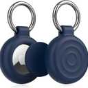EIZLXQ Airtag Holder Keychain Case, 2-Pack Silicone Protective Cover with Key Ring for Apple Airtag, Durable and Lightweight Design for Keys, Bags, Pets, and More-Blue