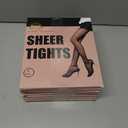7 x PIOGOWE Sheer Tights for Women, 20D Legs, 40D Reinforced Top, Run-Resistant Knit, High-Stretch Waist, Reinforced Toes (Black, XL)