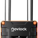 4 x 2.76 in Long Shackle Combination Lock | 4-Digit Padlock for Gym Locker, Cabinets, Toolboxes, Gates, Fences, Sheds | 1-Pack, Black/Orange