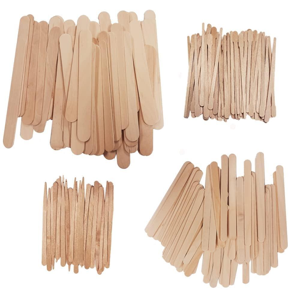 [300 Pcs] 4 Style Assorted Wooden Waxing Sticks 300, Hair Removal Sticks Applicator,Spatulas, For Brazilian waxing and Eyebrow,Leg and Small to Large area