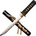 SV Hand Forged Mini Samurai Sword Katana Tanto Japanese Small Samurai Short Sword Full Tang Sharp 16.53 Inch (Black, Type A)