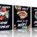 Framed Video Game Decor Set of 3 Boys Room Posters,Graffiti Gaming Wall Art,Game Room Decor,Video Game Print,Video Game Art Gift for Kids Boy Playroom Home Decor-12 x16
 (12"x16"x3)