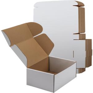 RLAVBL 9x6x4 Inches Shipping Boxes Set of 25, White Corrugated Cardboard Box, Mailer Boxes for Packing Small Business