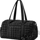 Quilted Travel Duffle Bag for Women Medium Weekender Bag Puffer Overnight Bag Large Soft Puffy Duffel Bag Carry-On Gym Bag Lightweight Personal Item Travel Bag for Trips Business Sport Airplane (Black)