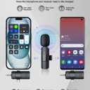 PQRQP 3 in 1 Professional Wireless Lavalier Microphone for iPhone/Android/Camera, Wireless Microphones, Mini Microphone, Crystal Clear Sound Quality for Recording, Live Streaming, Clips-Elegant Black