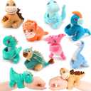 Liliful 8 Pack Kids Gifts Stuffed Animal Cat Slap Bracelets, First Day Back to School 8 Inch Plush Wrist Cute Snap Bracelet Birthday for Boys Girls Child Bulk Item Pet Adoption Party Favors (Dinosaur)