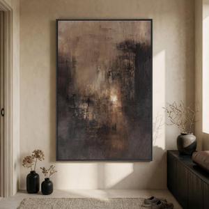 Extra Large Framed Brown Black Abstract Wall Art for Living Room, Oversized Modern Canvas Prints Vertical Artwork for Walls, Contemporary Earth Pictures for Bedroom Dining Hallway Wall Decor 40x60 In