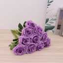 Artificial Rose 10pcs Open Flower Bouquet Faux Rose Stems for Wedding Arrangement, Bridal Bouquet, Centerpiece, Fake Faux Silk Flowers (Lilac)