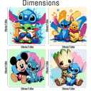 Fuinkqe 4 Ps Paint by Numbers for Kids with Framed Canvas,Cartoon Paint by Numbers for Kids Ages 8-12 with Wooden Easel,Easy Acrylic Painting Kits for Home Wall Decor 8X8 Inch