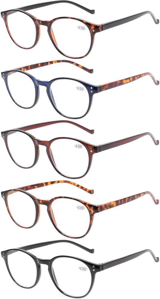 NORPERWIS 5 Pairs Reading Glasses - Standard Fit Spring Hinge Readers Glasses for Men and Women (5 Pack Mix Color, 1.00)
