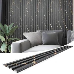 Art3d 8-Pack WPC Slat Panel for Interior Decor, Decorative Fluted Accent Wall Covering for Living Room Bedroom TV Background Office, 96 x 6 Inch - Granite