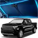 Windshield Sun Shade for Chevrolet Silverado 2019-2026  Custom Fit Sun Shield with Mirror CutOut, Blocks Heat & UV, Foldable with Storage Pouch - Chevy Silverado Windshield Sunshade