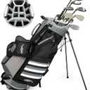 ANTNA Golf Stand Bag 14 Way Top Dividers 8 Pockets, Protable Golf Bag with Cooler Pouch, Dust Cover, 5.5LB Lightweight Golf Club Cart Bags for Men & Women (Grey)