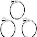 NearMoon Bath Towel Ring, Bathroom Hardware Accessories-Thicken Stainless Steel Hand Towel Holder for Bathroom, Modern Round Towel Hanger Wall Mounted (Chrome, 3 Pack)