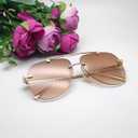 Trendy Rimless Women Aviator Sunglasses Fashion Frameless Pilot Sun Glasses Shades Unisex (Faded Brown)