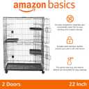 Amazon Basics Large 3-Tier Cat Cage Playpen with Easy-to-Clean Removable Tray, Front Doors, Portable, Foldable, 35.8" x 22.4" x 50.6", Black