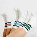 QZLKNIT Retro Striped Crew Socks Sport Socks,Casual Cotton Stretchy Socks, with Seamless Toe for Men and Women Multicolor (US, Alpha, One Size, Regular, Regular, 5, STYLE 4) (White)