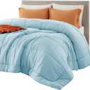 Bedsure Comforter Duvet Insert - Quilted Comforters Queen Size, All Season Duvet, GentleSoft Down Alternative Bedding, with 8 Tabs, Gifts for Women/Men, Light Spa Blue, Queen 88 x 88 Inches