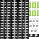 UMIRO E Track Tie-Down Rail Kit,32PCS 4FT E-Tracks Set Includes 8 Steel Rails & 8 O Rings & 8 Tie-Offs with D-Ring & 8 End Caps,Securing Accessories for Cargo,Motorcycles,and Bikes(Black, 4ft)