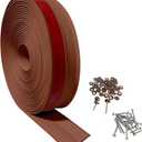 32 FT Garage Door Top and Sides Seal, Brown Rubber Garage Door Sealing Strip, Universal Weather Stripping Replacement, Garage Door Seals with Screws and Screws Caps