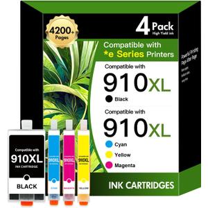 910XL 910 8015e Ink Cartridges Combo Pack Replacement for HP Printer 8025e 910 XL 910XL/910 Black and Color Multipack for OfficeJet Pro 8015e 8025e 8028e 8020 8035e 8034e 8020e 8028 8025 8010