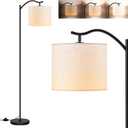 BoostArea Floor Lamp for Living Room,LED Arched Floor Lamps,Modern Standing Lamp with Beige Linen Shade,Footswitch,Mid Century Floor Lamp for Bedrooms,Study Room,Office(Bulb Not Incl)