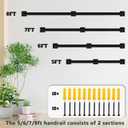 Stair Railing Indoor - Handrails for Stairs, 6ft Black Metal Staircase Hand Rails/Modern Wrought Iron Handrail, Industrial Wall Mounted Handrails Outdoor for Loft Porch Deck