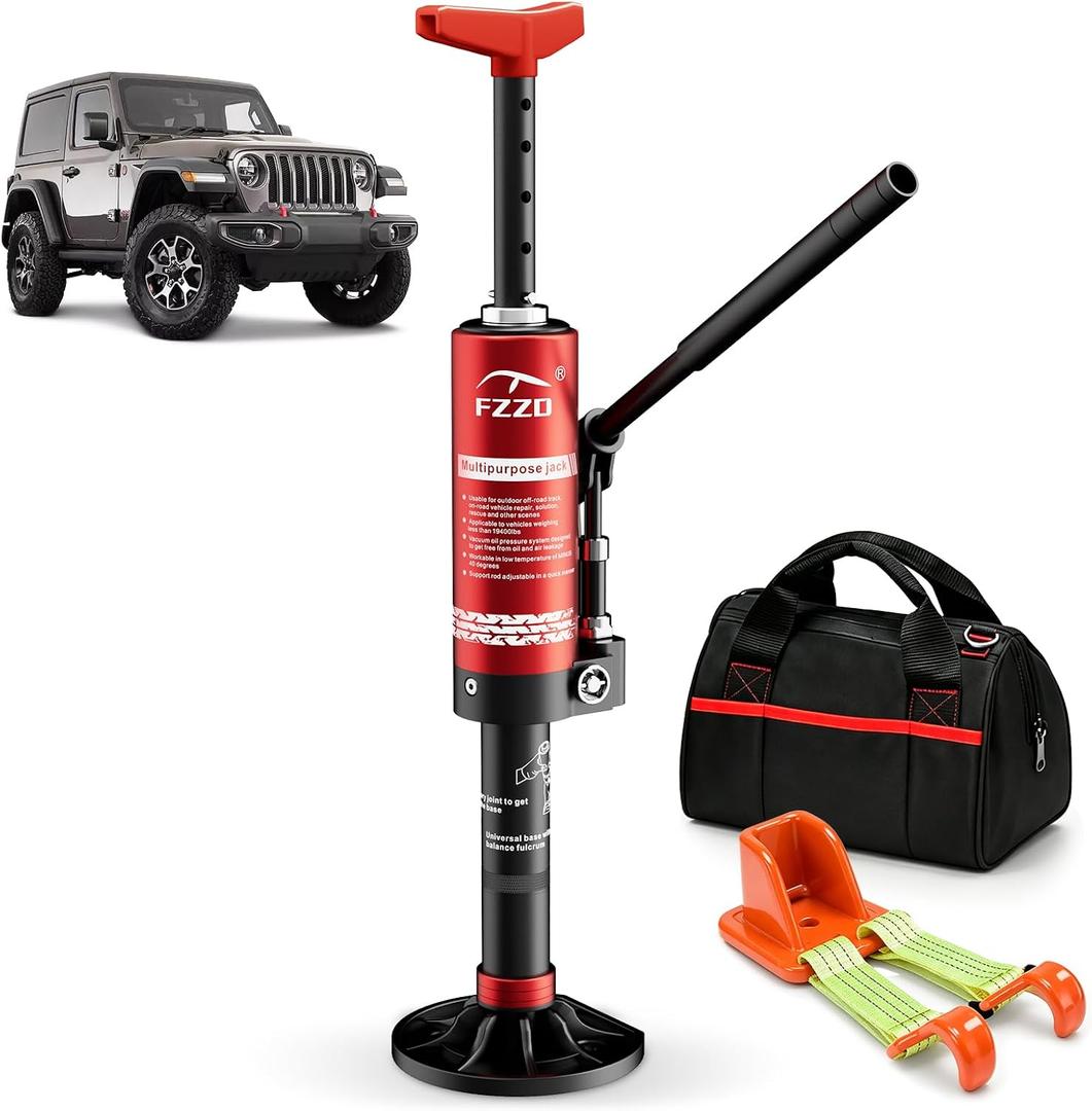Portable Hydraulic Jack with Lift Mate, 4x4 Off Road Jack for SUV ATV UTV | 12"-44.7" Adjustable Lift Range, 0-30° Tilt-Adaptive Design, Portable Storage Bag