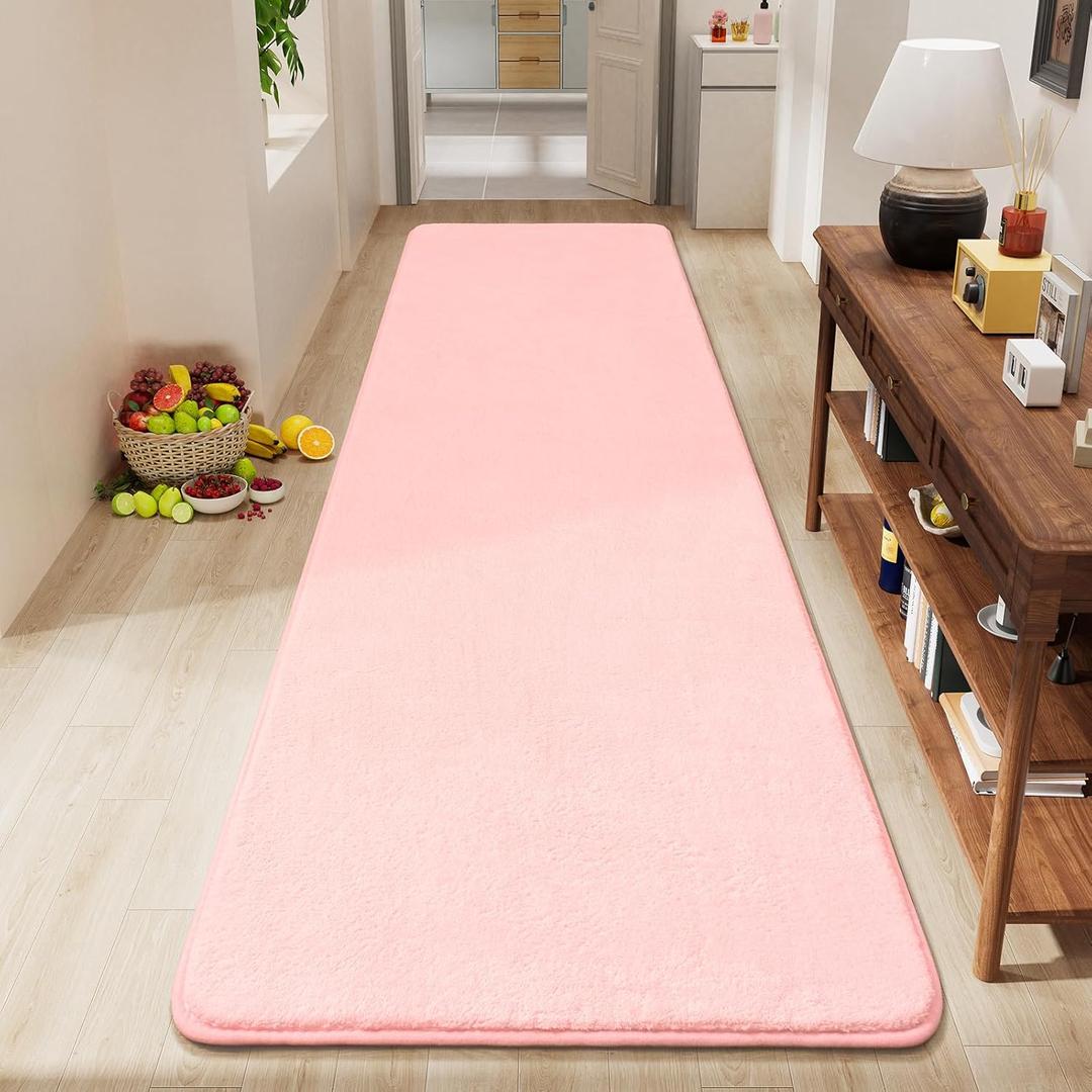 Amearea Modern Soft Hallway Runner Rug, 2x8 Feet Area Rug Runners for Hallways, Washable Runner Rugs, Non Slip Memory Foam Rug Pink Runner Rugs Carpet for Entrance Kitchen Kids Room Decor