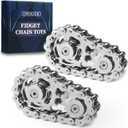 Fidget Spinners Toys for Adults Metal Figette Bike Chain Pain Stim Fidgets Toy for Teens ADHD Cool Gadgets Desk Offices Gift Anxiety Relief Items Stress Tool Sensory Spiky Toy for Autism - Silver 2pc