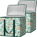 BALEINE 2Pk Insulated Reusable Grocery Bags, Collapsible Cooler Bag for Groceries, Heavy Duty Large Insulated Bag (16''x9''x13'', Spring Stroll) | 2Pk, Insulated, Reusable, Collapsible, for Groceries, Heavy Duty