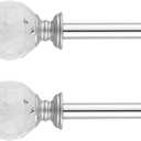 Acrylic Ball Finials Curtain Rod Set5/8" Treatment Single Curtain Rod28 to 48 InchGold,2pack (28-48" 2pack)
