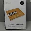 Bamboo Spice Drawer Organizer - Expandable 4 Tier Spice Rack (Need 3" Deep Drawer) 12" to 24" Wide, Seasoning Organizer, Organization Seasoning Rack insert (Jars Not Included)