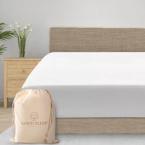Good Sleep Bedding 800 TC Egyptian Cotton Soft & Breathable Full Fitted Sheet - 16" Deep Pocket, Sateen Weave - White