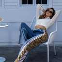 Womens High Waisted Jeans Cheetah Print Pants Wide Leg Jeans Leopard Pants Straight Leg Women Baggy Jeans Y2k (Blue, S)