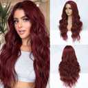 Burgundy Wig for Women Long Wavy Red Wig Middle Part 26 Inch Wigs Heat Resistant Synthetic Wig for Daily Use