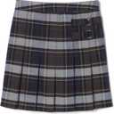 French Toast Girls Plaid Adjustable Waist Pleated-Front Two-tab Scooter (5, Blue & Gold Plaid)