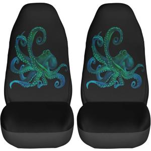 Foruidea Watercolor Octopus Car Seat Covers Universal 2 Pcs Auto Front Seat Cover Fit Most Cars,SUV,Sedan,Trucks
