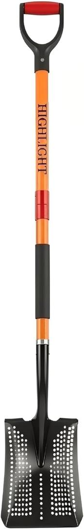 HIGHLIGHT 45" Detachable & Easy to Assemble Square Sand Sifting Shovel, Heavy Duty Metal Sifter with Fiberglass Ergonomic D-Grip Handle, Portable for Beach Fun, Chicken Coop, Goat Stall Cleaning