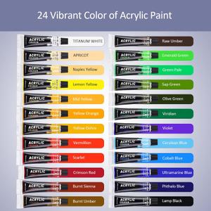 Lanpo Craft Acrylic Paints Set - 24 Colors Art Painting Kit Supplies for Wood,Canvas,Fabric,Rock,Glass - Non-Toxic Acrylic Paint for Kids,Beginners and Artists
