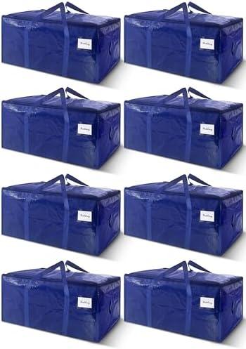 Only 6 Pack Extra Heavy Duty Large Moving Bags with Strong Zipper & Carrying Handles, Sturdy Clothes Storage Bags Totes Bins, Packing Bag Move Boxes College Moving Supplies, Dark Blue - 24 gal