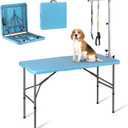 Large Dog Grooming Table for Large Dogs 46" Pet Grooming Table Foldable Pet Station at Home Pet Bathing Station with Adjustable Height Portable Drying Table with Arm Noose for Dogs Cats