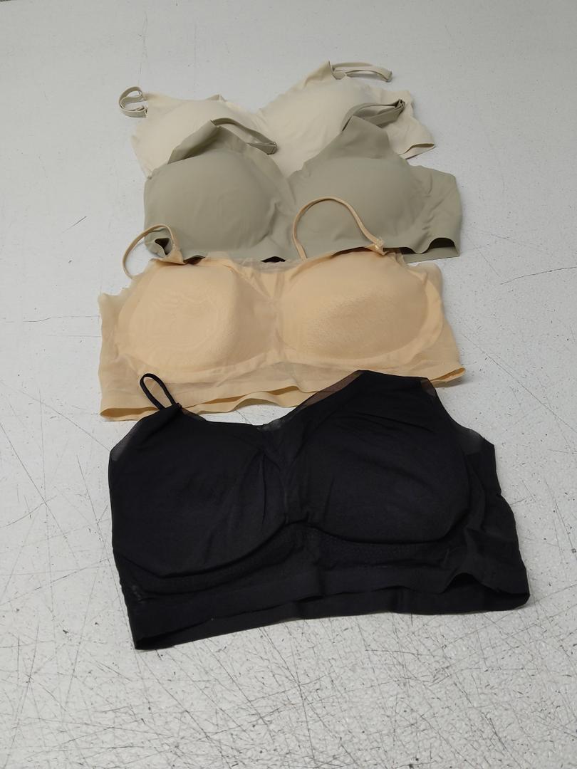 Geyoga 4 Pieces Neck Bralettes Wireless Cami Bra Tank Top Sports Bra for Women Girls (Black, Light Grey, White, Pink, Large)