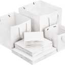 Yesland 30 Pack White Kraft Bags with Ribbon Handles, 3 Sizes Paper Gift Wrap and Shopping Bag, Reusable Square Large Retail Business Packaging Bags for Goodie Party Wedding Present(10'', 8'', 6'')