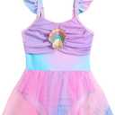 Kid Toddler Girls Swimsuit Quick Dry One Piece Contrast Mesh Hem Swimsuit Bathing Suit Cute Swimwear (8-9 Years, Pink)