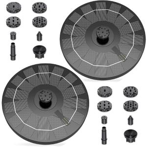 AISITIN Solar Fountain Pump 2.5W, 6.7" Solar Powered Water Fountain for Bird Bath, Solar Pump with 6 Nozzles for Garden, Ponds, Pool, Fish Tank, Outdoor and Aquarium, 2 Pack