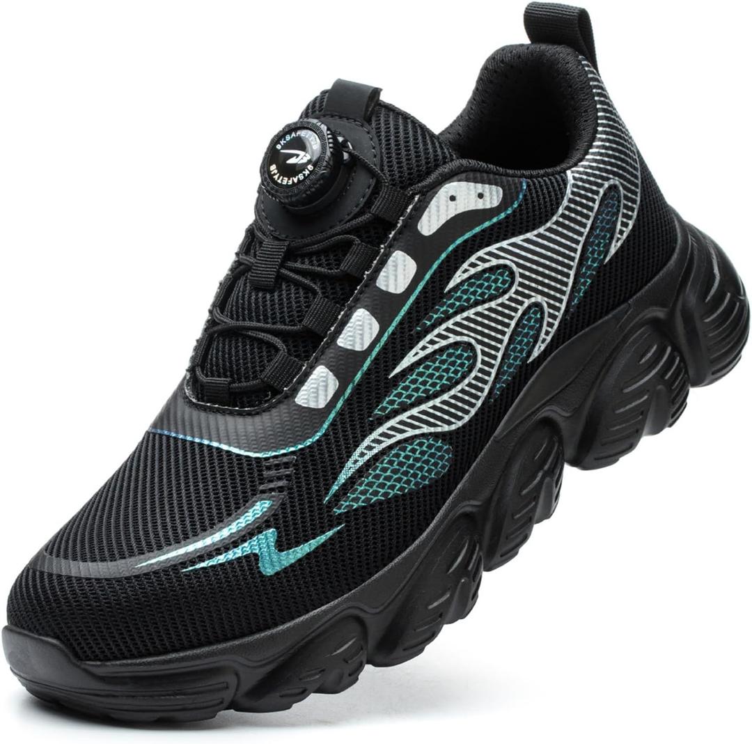 Steel Toe Work Shoes for Men and Women Lightweight Comfortable Industrial & Construction Work Safety Sneaker Black (Black, 46)