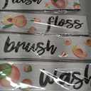 Yookeer 4 Pcs Peach Bathroom Wall Decor, Wooden Peach Bathroom Decor Rustic Wash Brush Floss Flush Hanging Letter Art Farmhouse Wood Hanging Signs for Laundry Room(11.8 x 3.5 Inch)